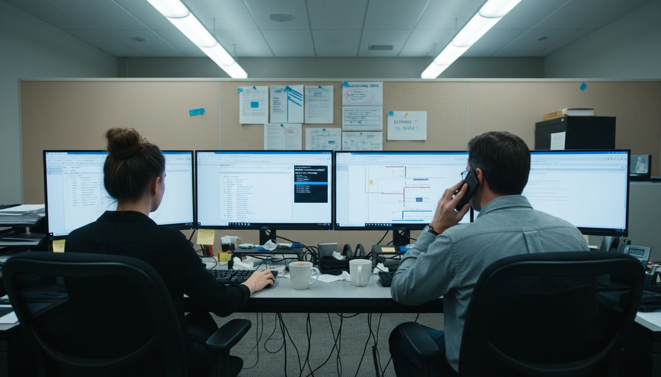 Support team maintaining websites in office