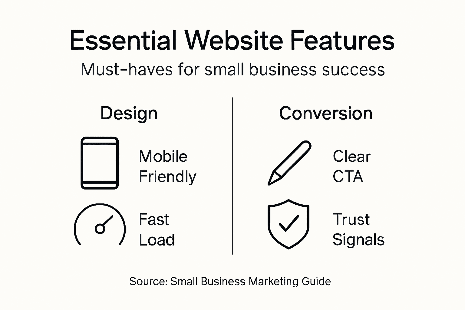 Infographic showing key website essentials