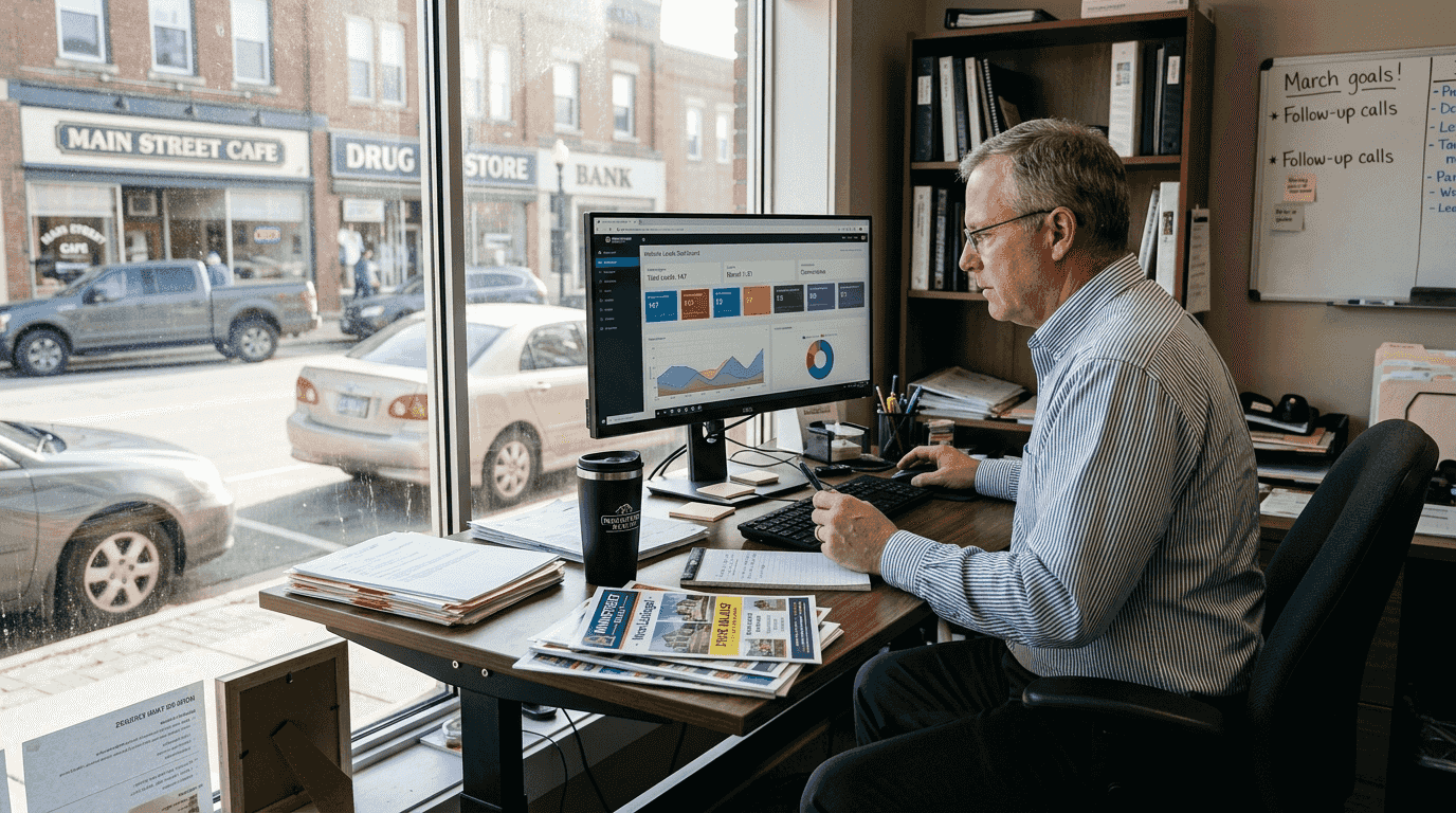 Small business owner checking website analytics