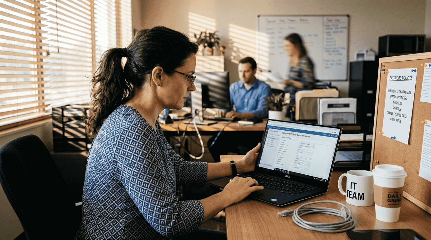 IT specialist reviewing business email security
