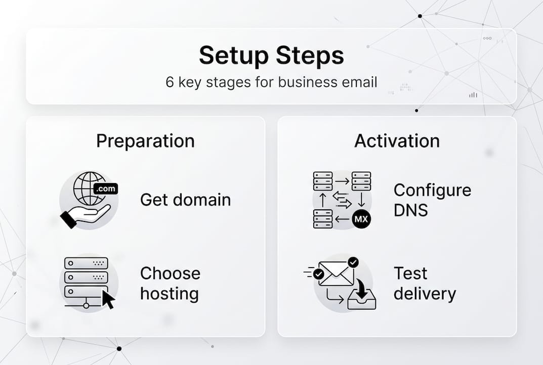 Infographic showing business email setup steps