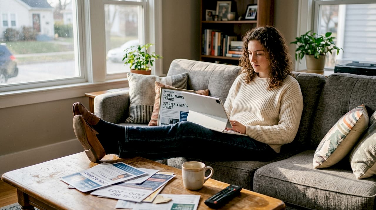 User viewing refreshed business website on tablet