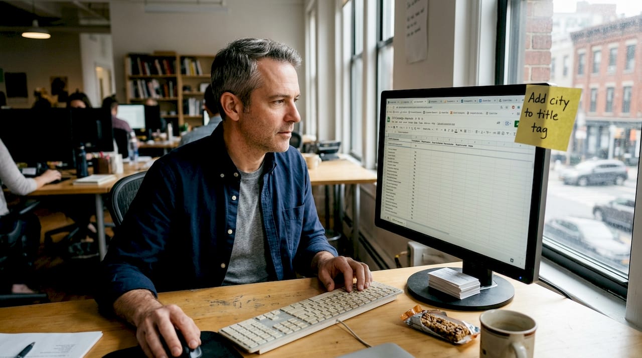 Designer updating website for local SEO