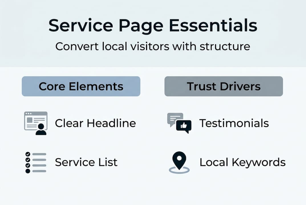 Infographic about essential service page elements