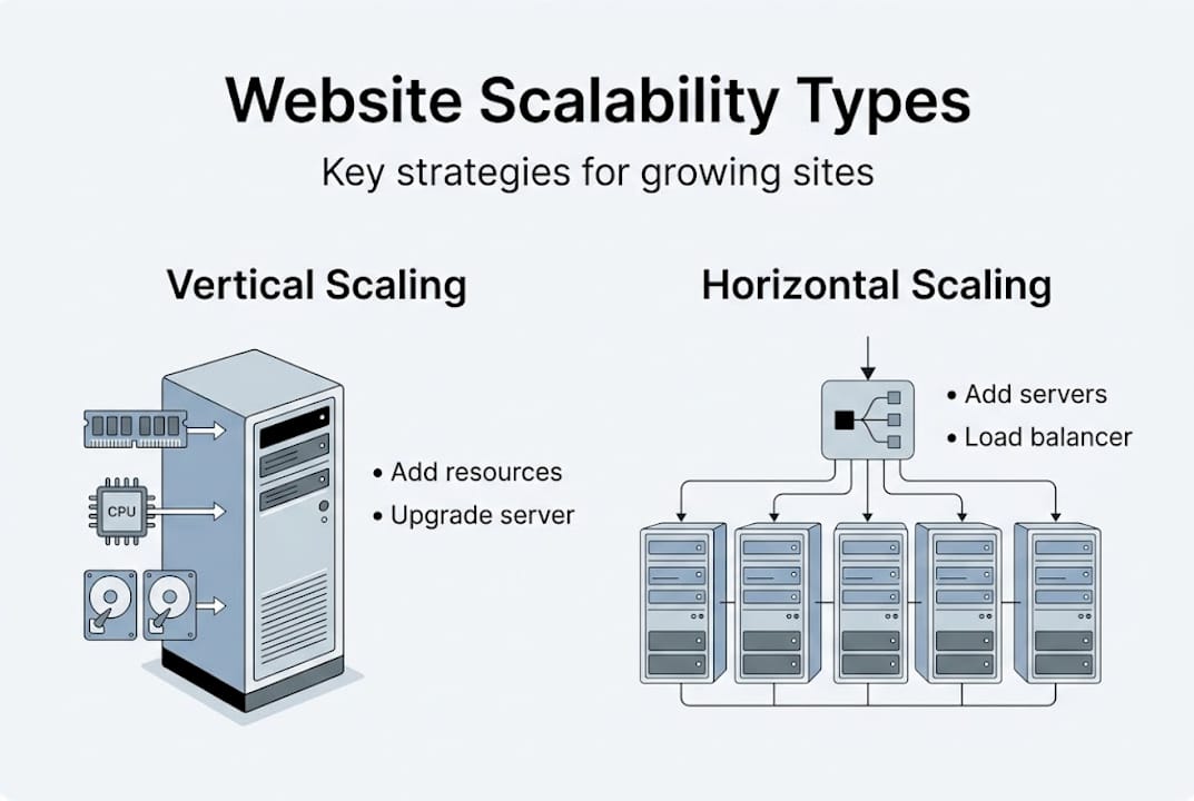 Infographic of vertical and horizontal scaling types