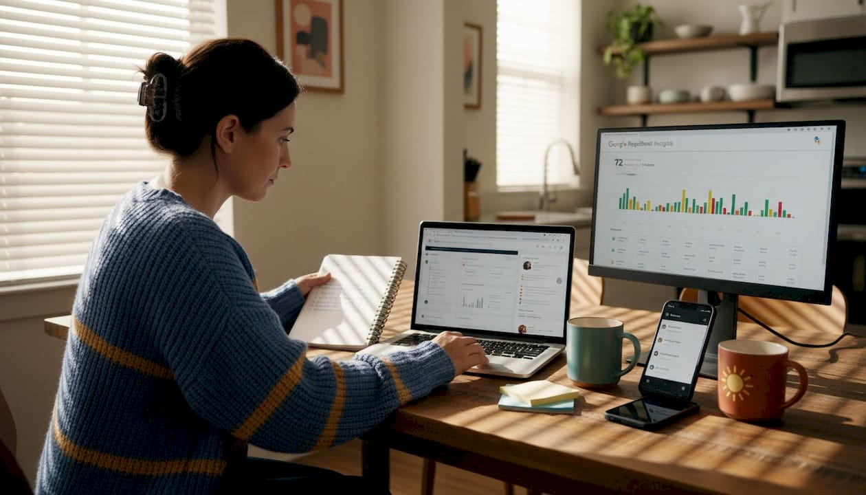 Web developer analyzing site speed analytics