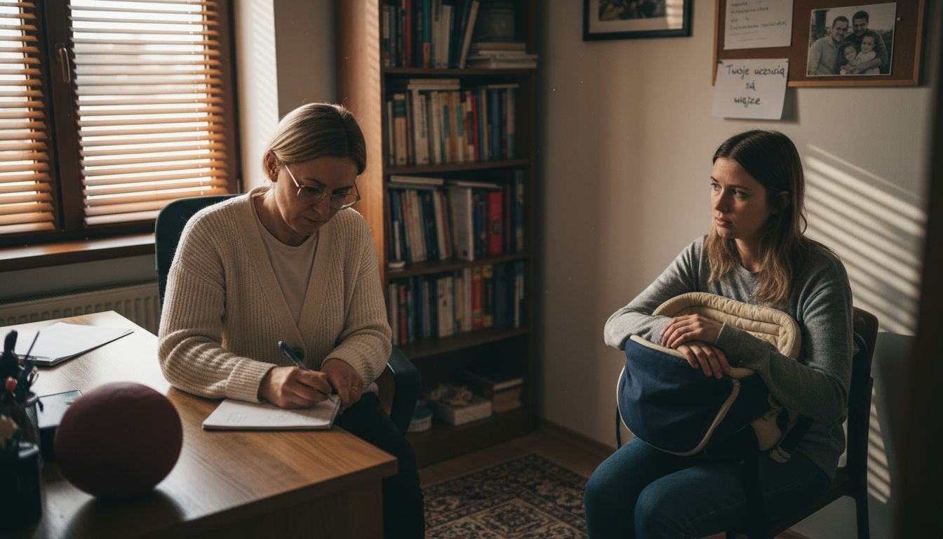 Spotkanie terapeuty z mamą podczas sesji wsparcia