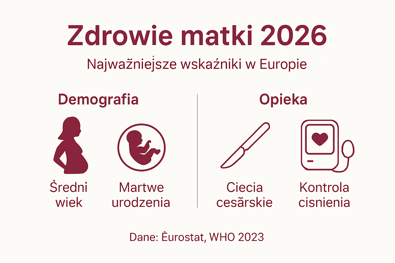 Grafika przedstawiająca najważniejsze wskaźniki zdrowia kobiet w ciąży