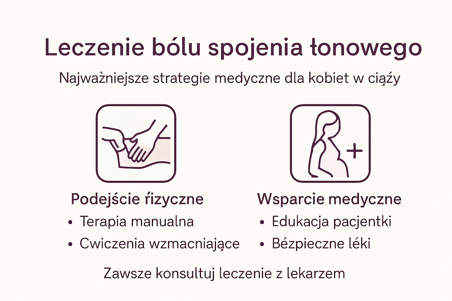 Infografika: skuteczne sposoby radzenia sobie z bólem spojenia łonowego