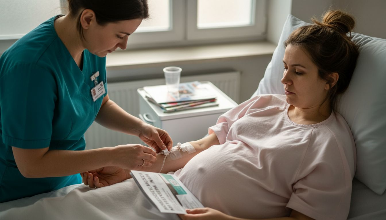 Założenie wkłucia dożylnego przed indukcją porodu w szpitalu