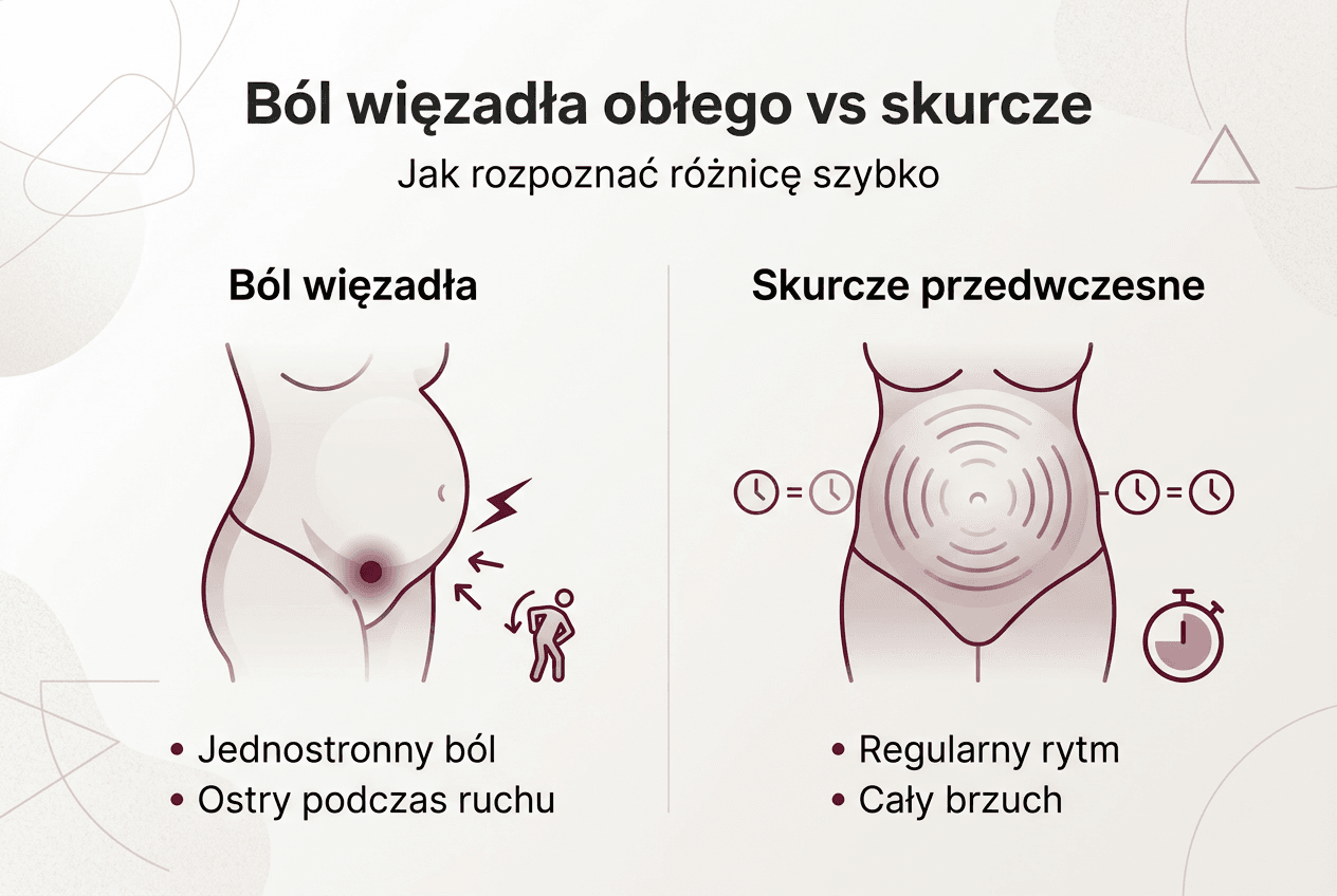 Infografika: Ból więzadła obłego czy skurcze? Sprawdź różnice