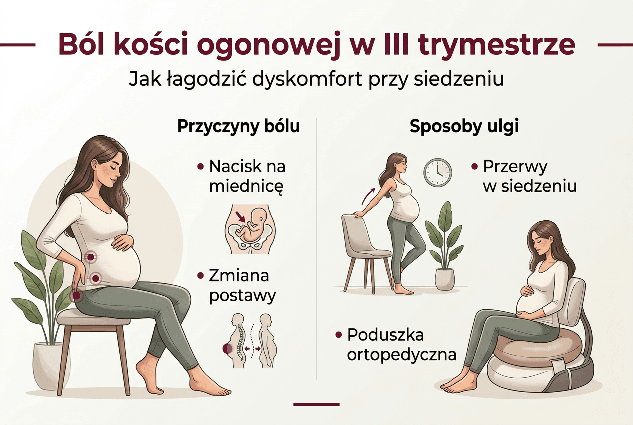 Infografika: sposoby łagodzenia bólu kości ogonowej