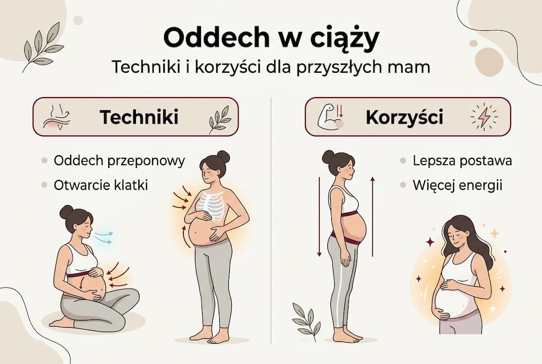 Infografika: Oddychanie w ciąży – sprawdzone techniki i ich zalety