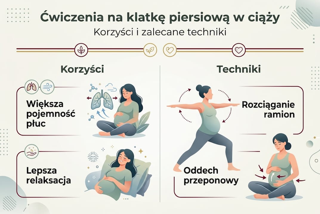 Infografika: Bezpieczne ćwiczenia na klatkę piersiową dla kobiet w ciąży