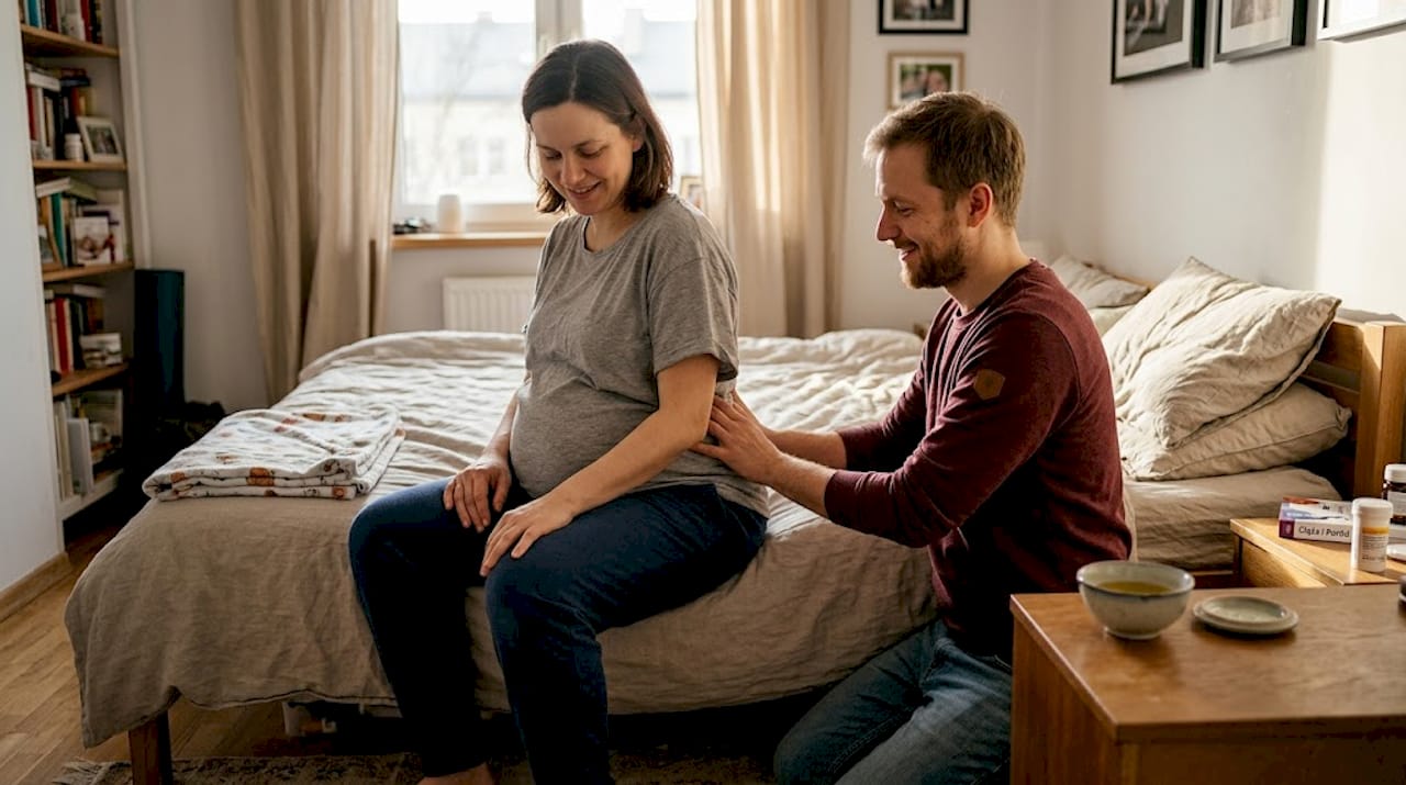 Masaż ciążowy wykonywany w domu przez partnera
