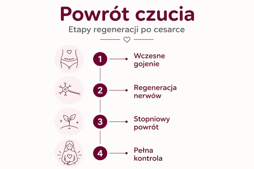 Infografika: jak przebiega powrót czucia po cesarskim cięciu