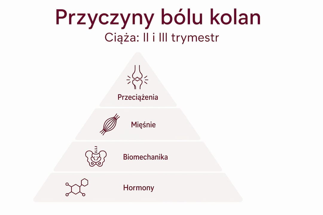 Infografika: najczęstsze przyczyny bólu kolan u kobiet w ciąży – jak wygląda ich hierarchia