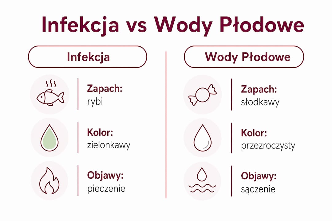 Infografika: jak rozpoznać różnice między infekcją intymną a wyciekiem wód płodowych