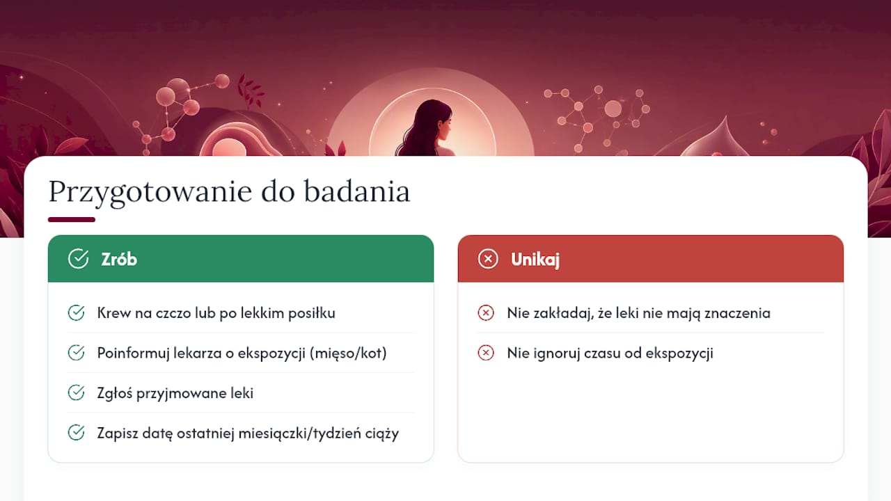 Przygotowanie do badania krwi na toksoplazmozę — overview diagram