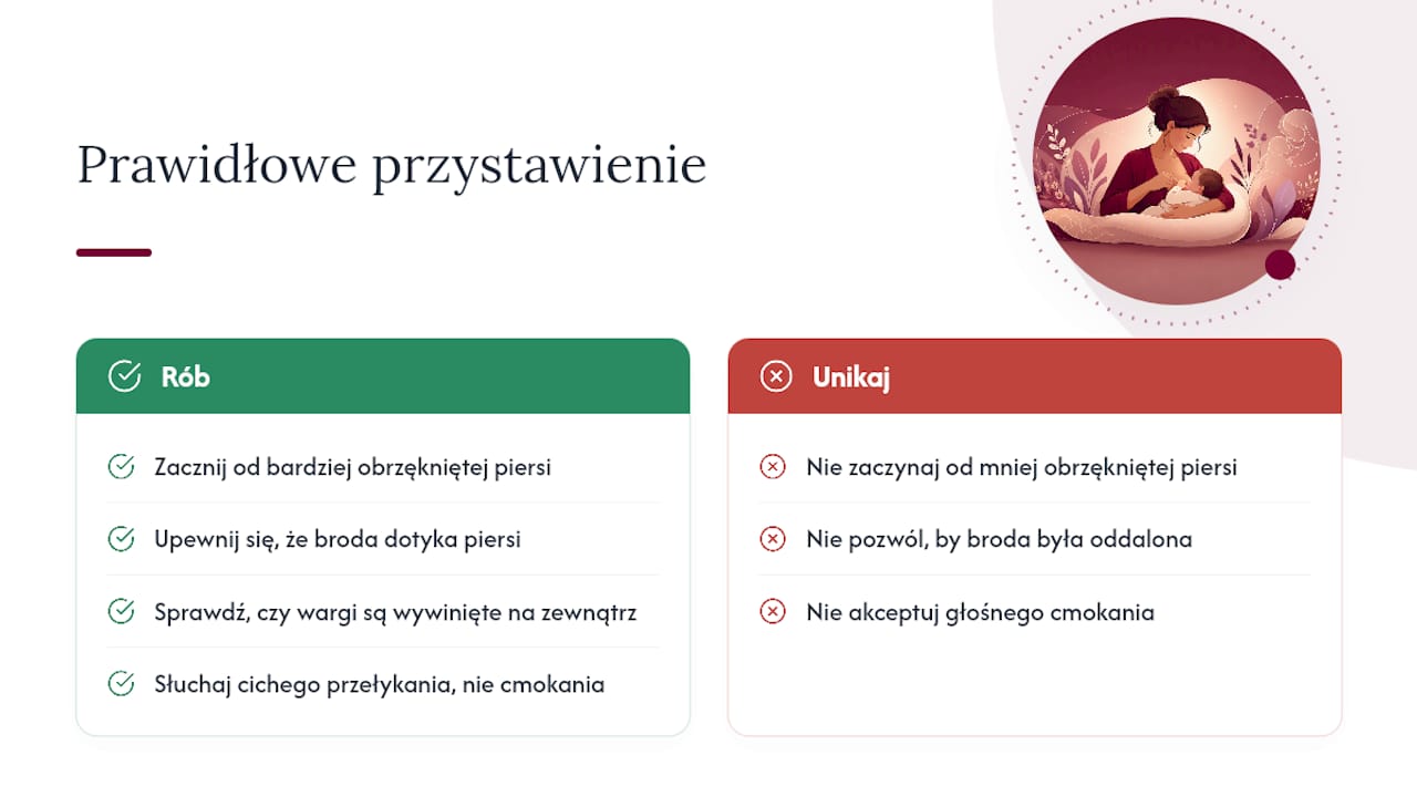 Elementy prawidłowego przystawienia dziecka do piersi