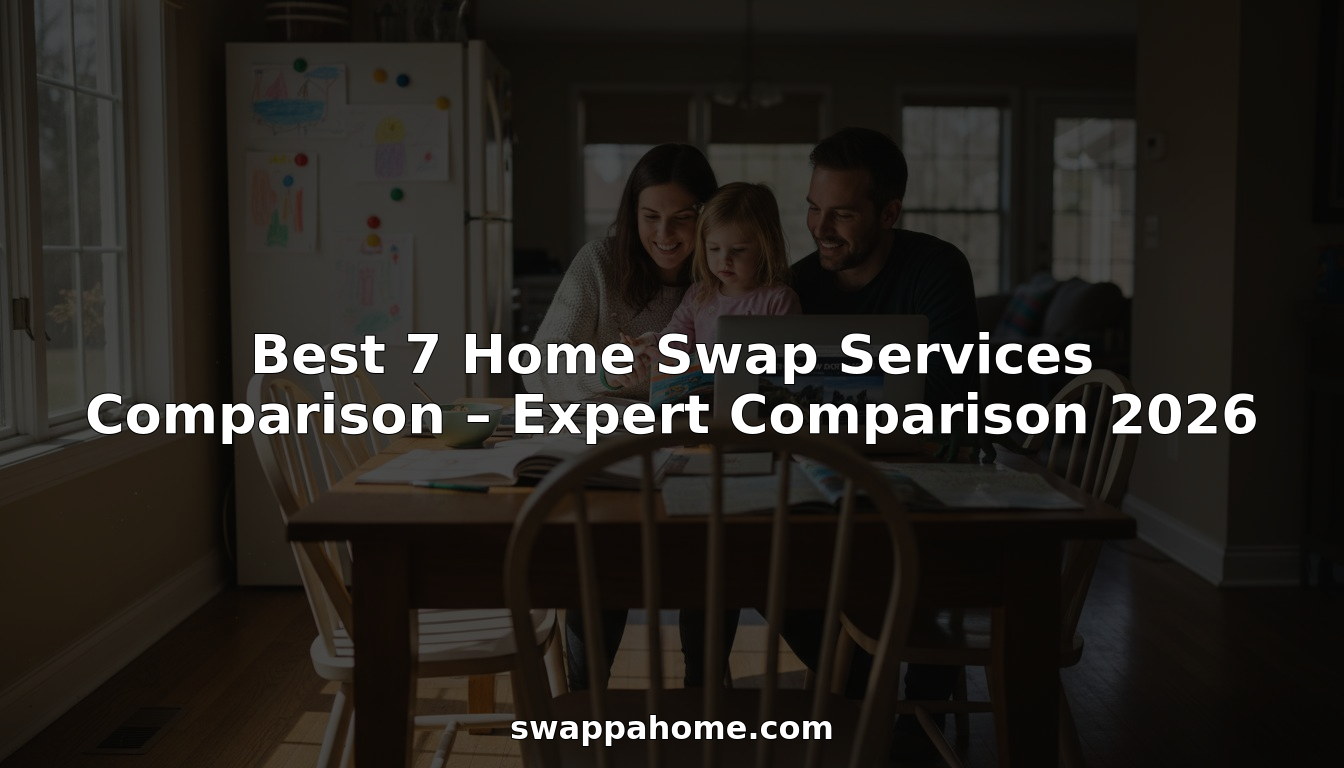 Family researching home swap services together