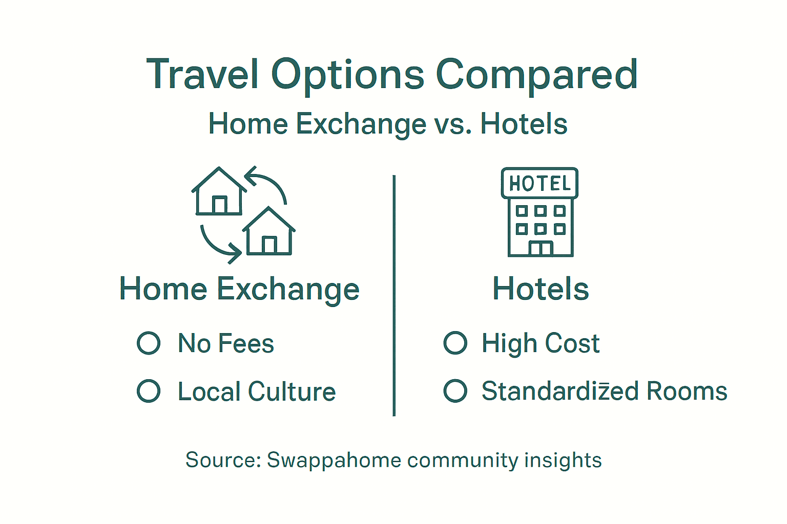Infographic comparing home exchange to hotels