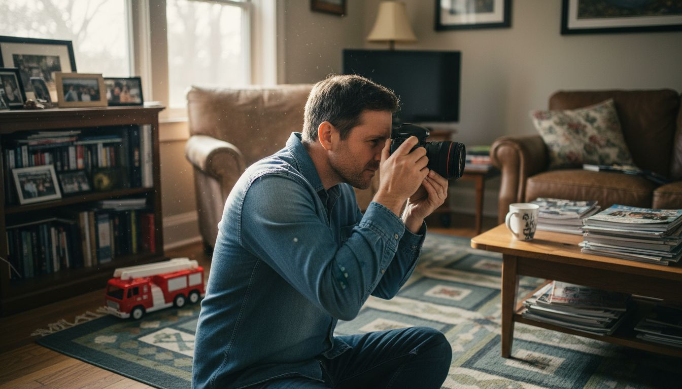 Man photographing living room for listing