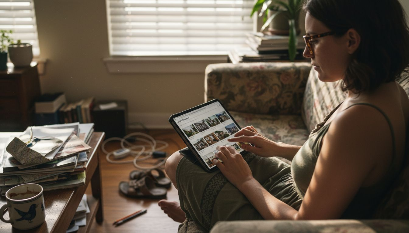 Person browsing home swapping website