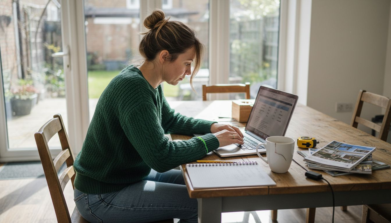Woman compiling home details for listing