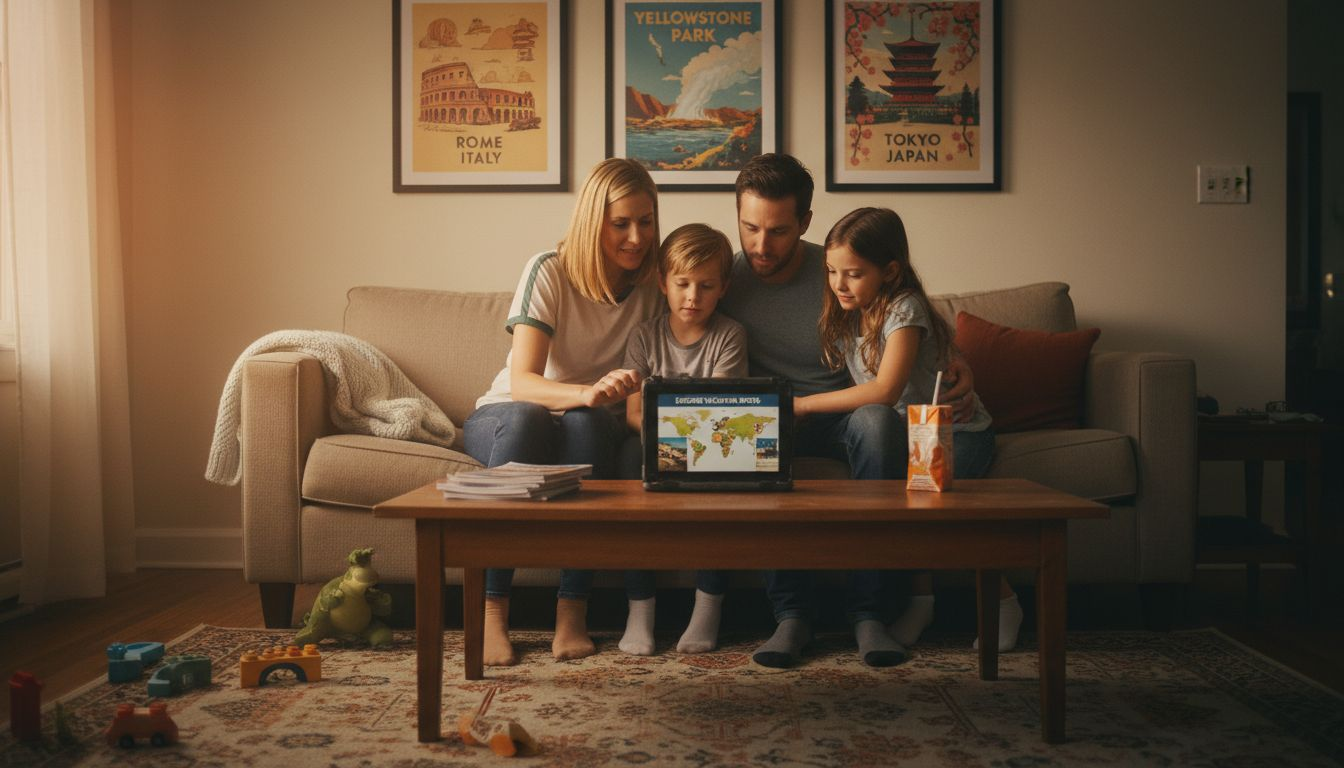 Family using home exchange for travel