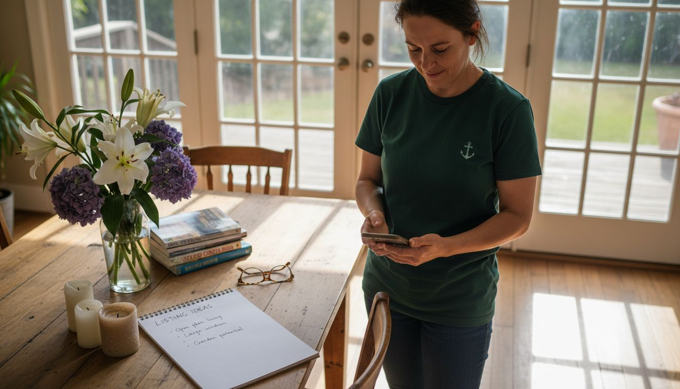 Homeowner preparing home listing photos