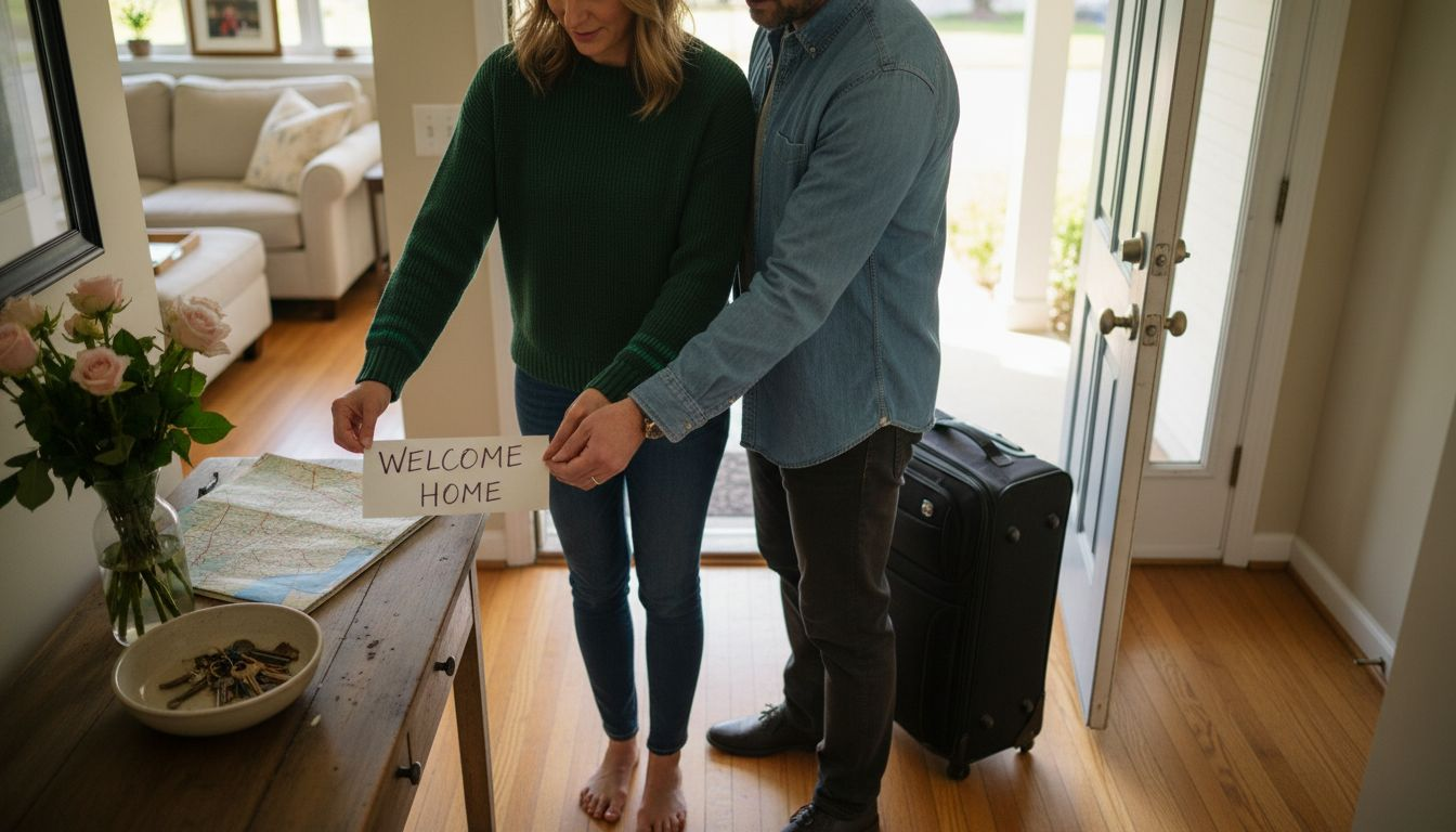 Couple preparing home for swap guests