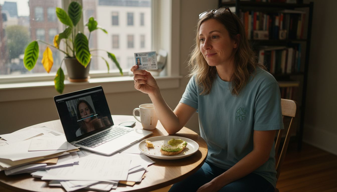 Woman verifying identity for home swap account