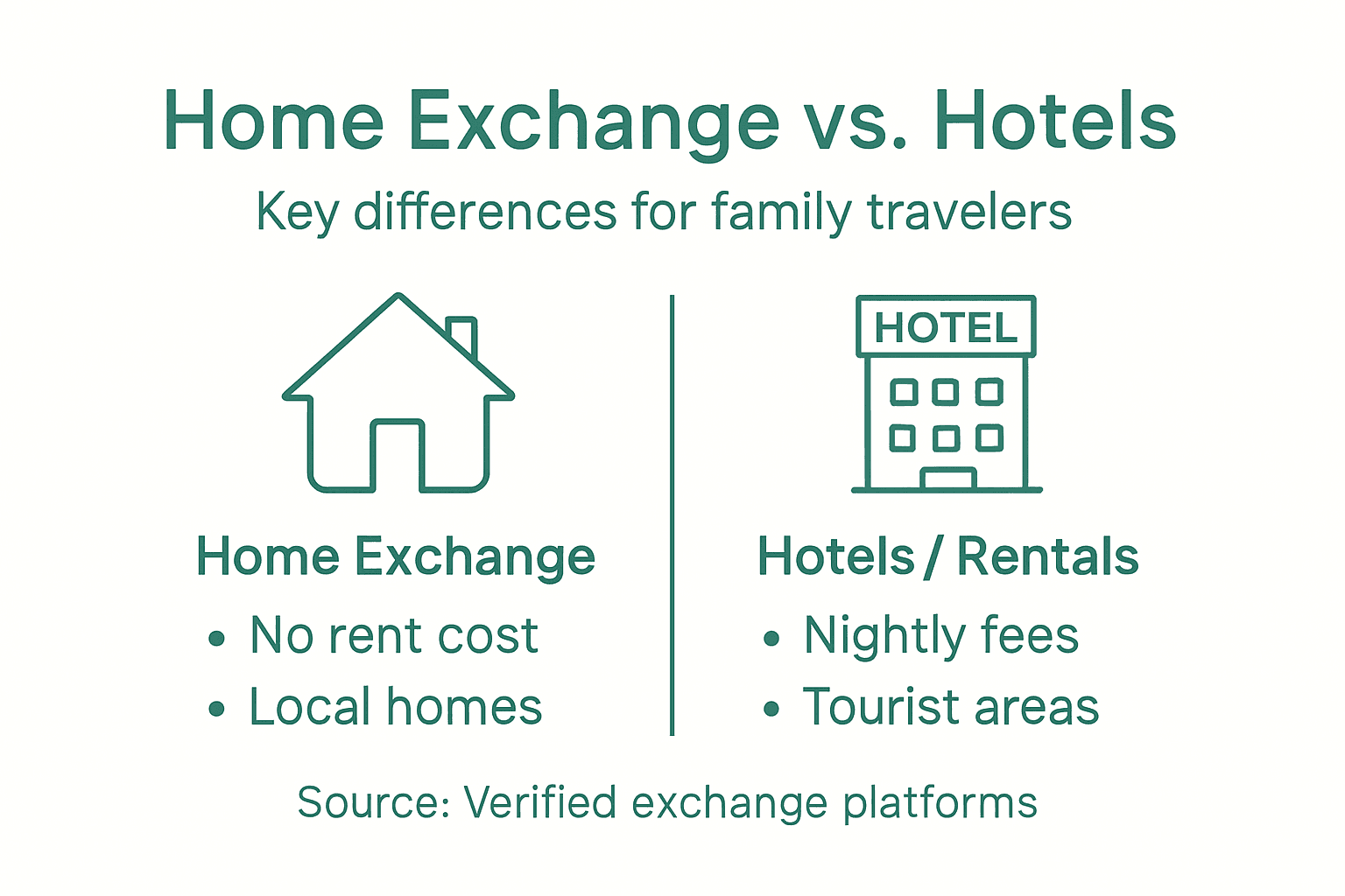Infographic comparing home exchange and hotel travel
