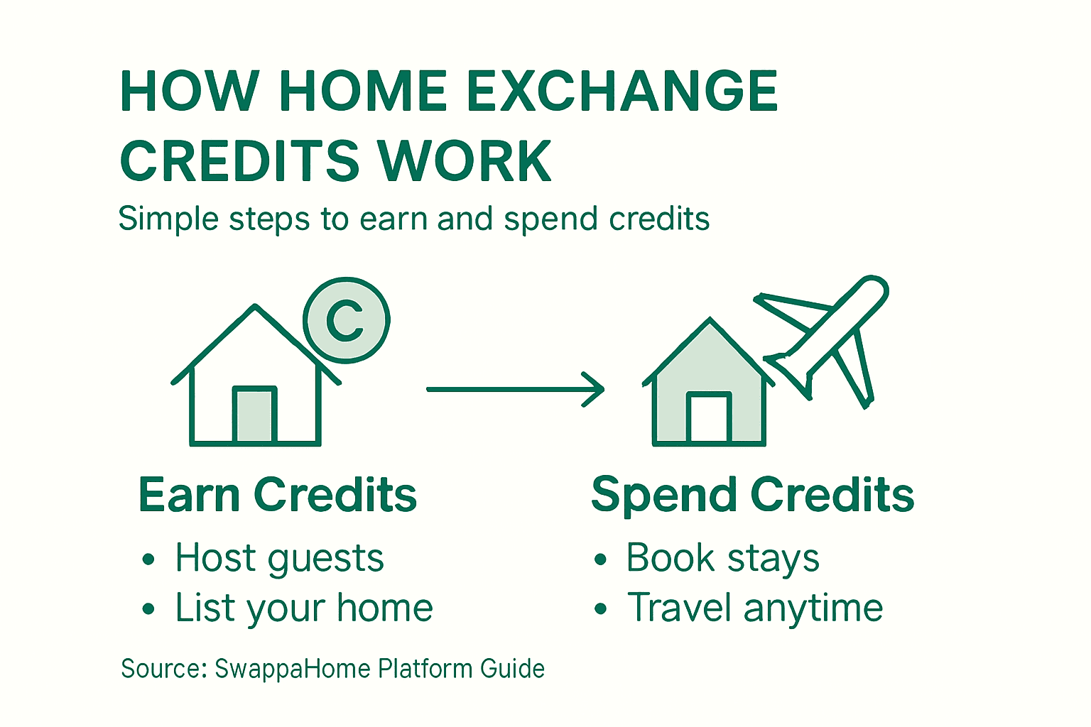 Infographic showing how home exchange credits work