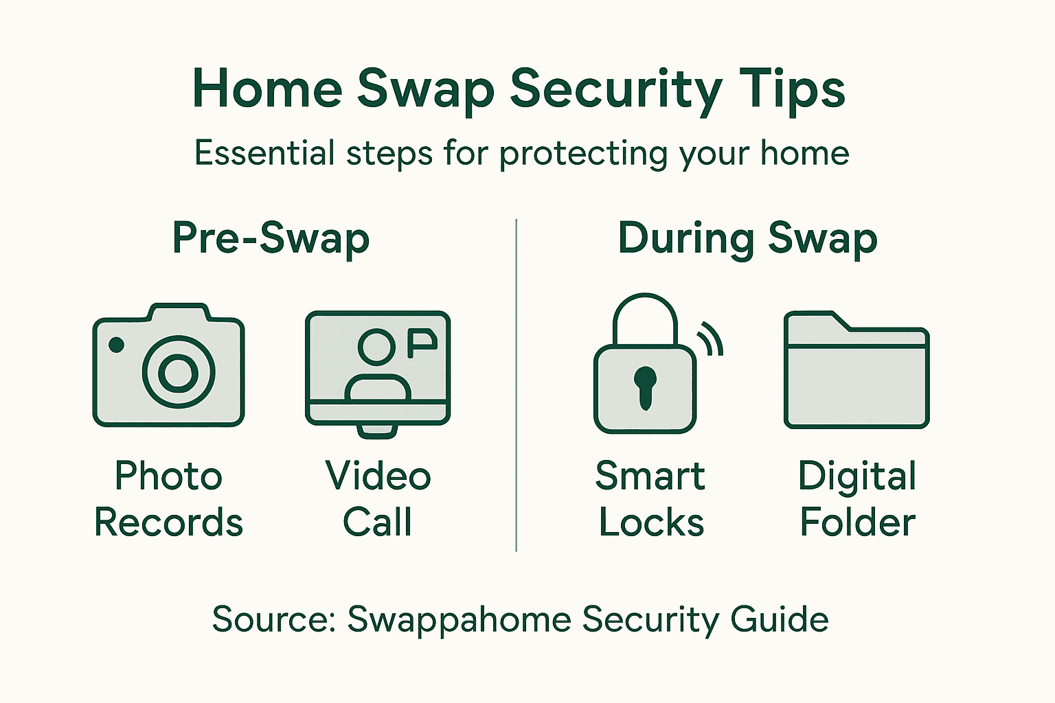 Infographic outlining home swapping security tips