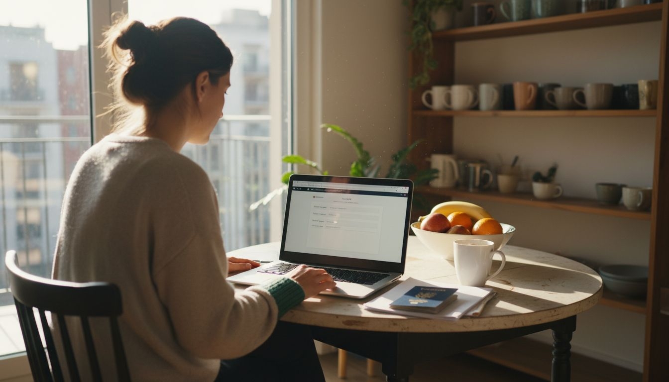 Woman signing up for home swap account
