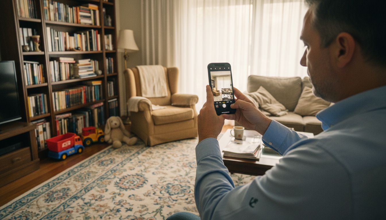 Man photographing living room for listing