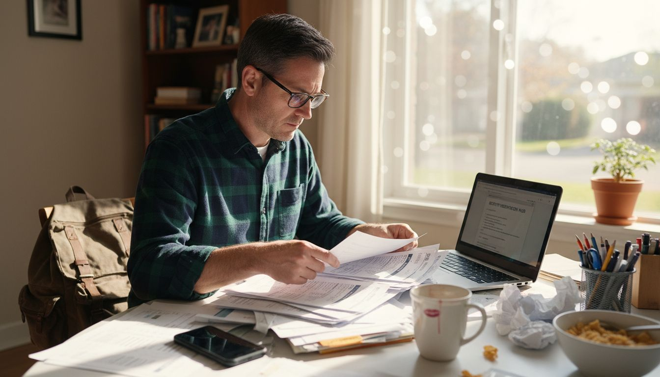 Man reviewing home exchange safety documents