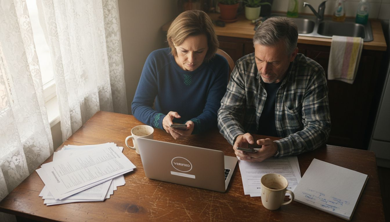 Couple reviewing home exchange verification status