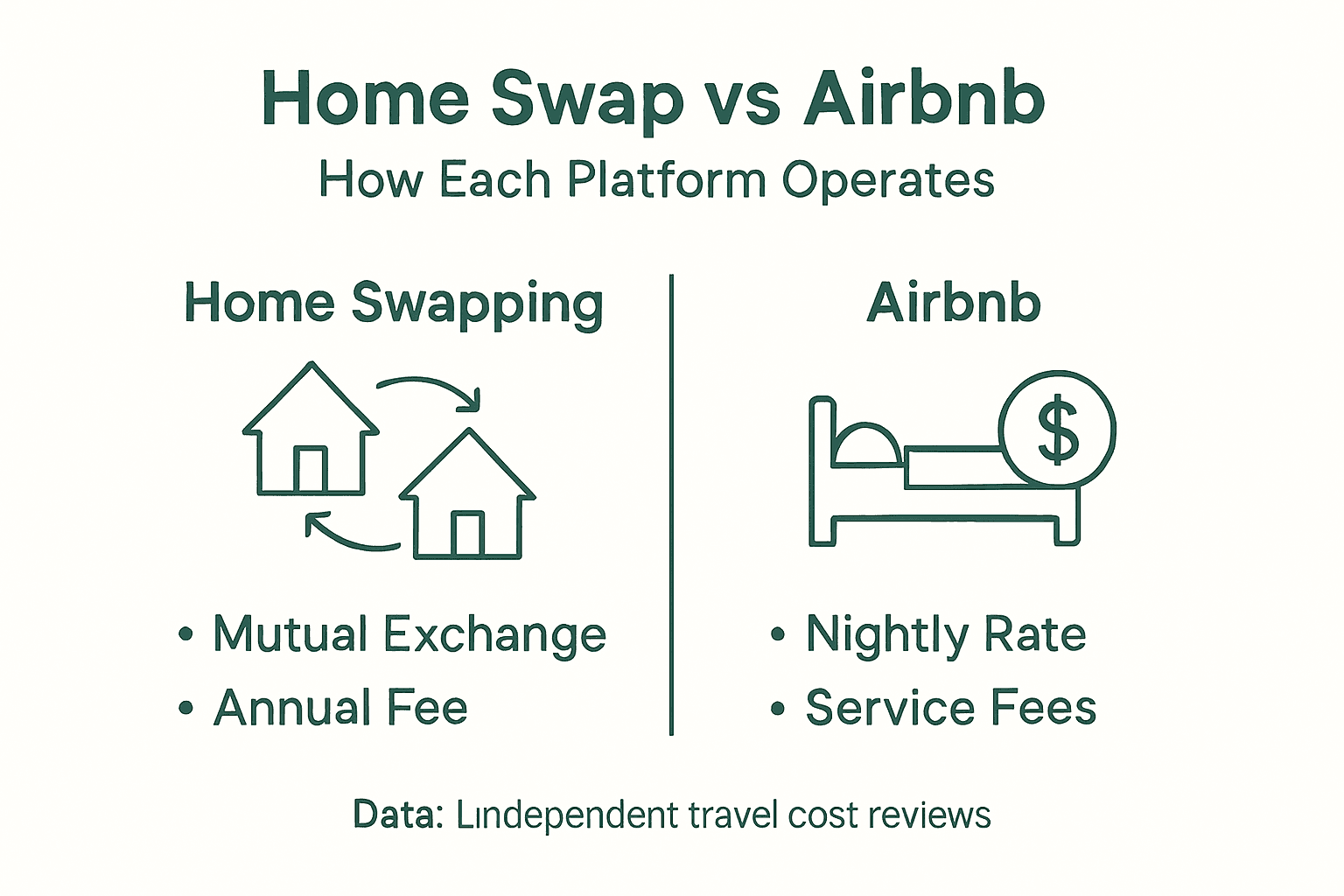 Infographic comparing home swapping to Airbnb