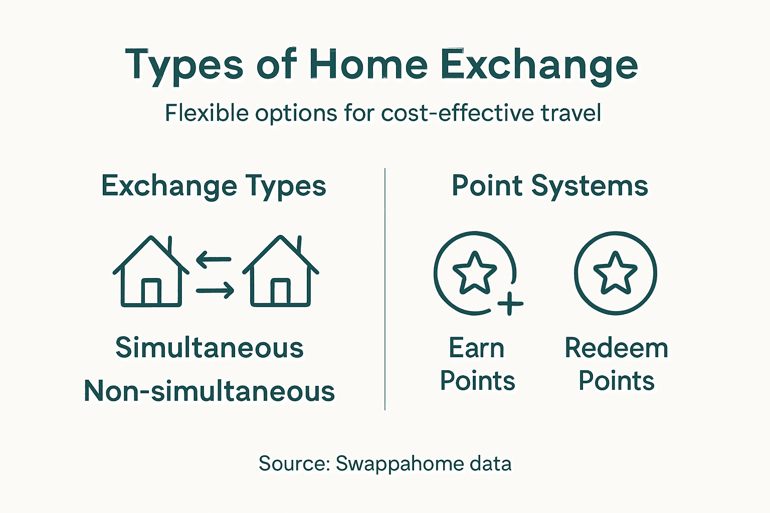 Infographic showing home exchange types and points