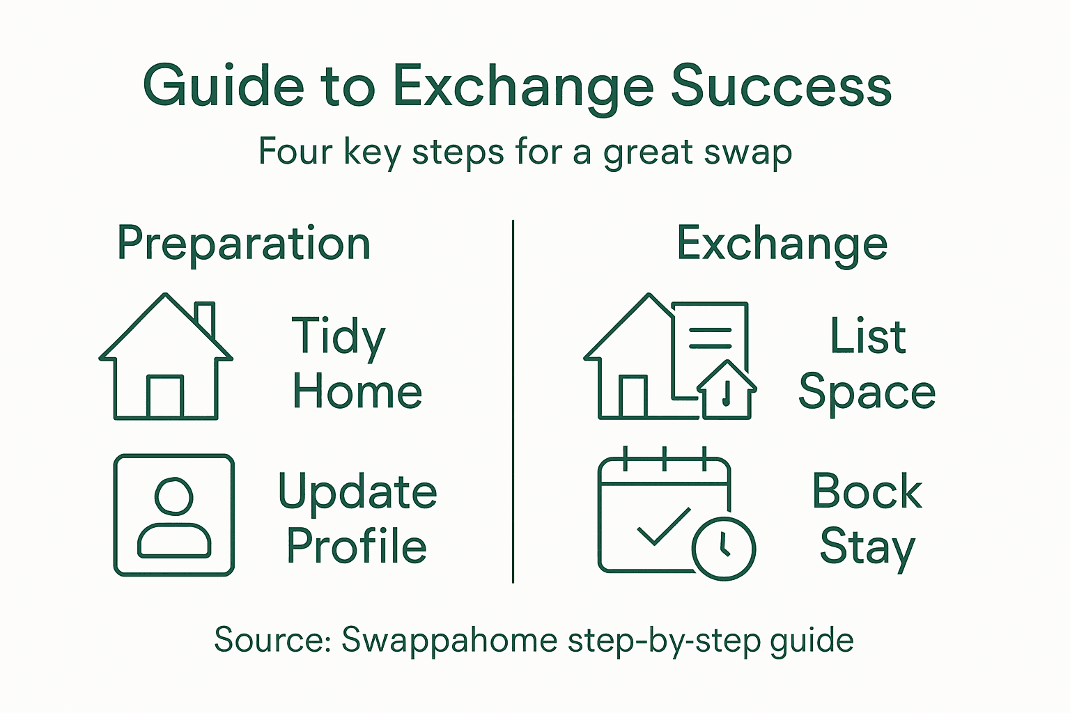 Infographic showing four steps to exchange success