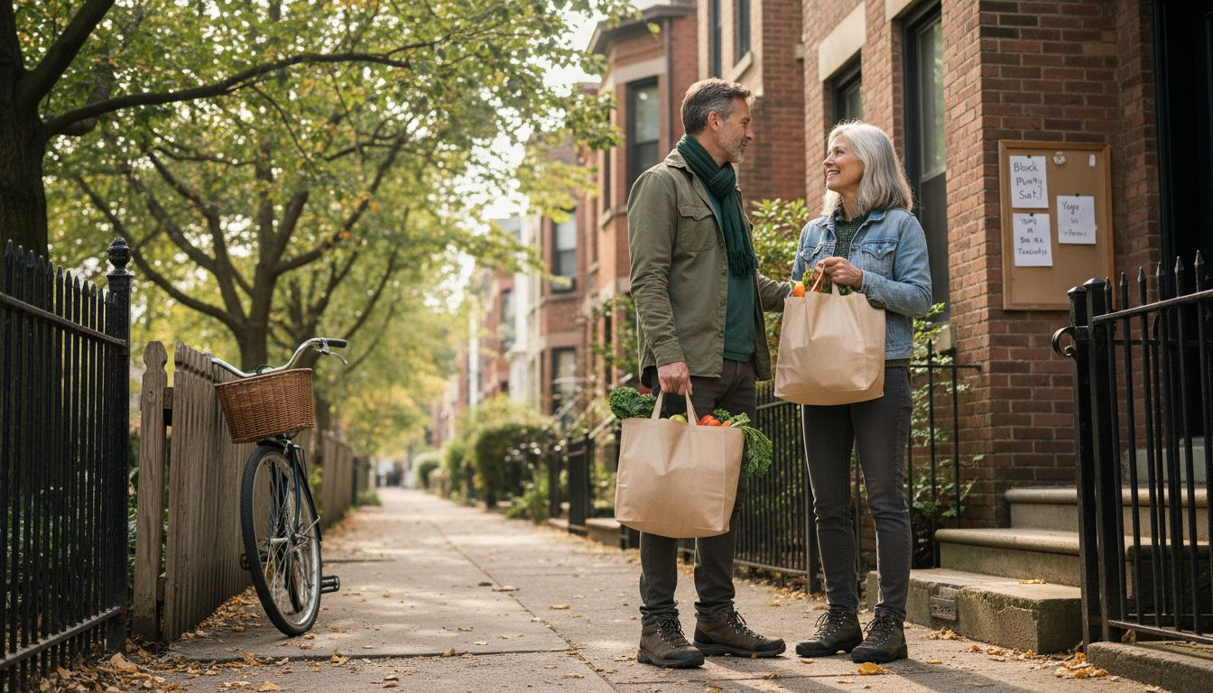 Couple engaging with neighbor in local community