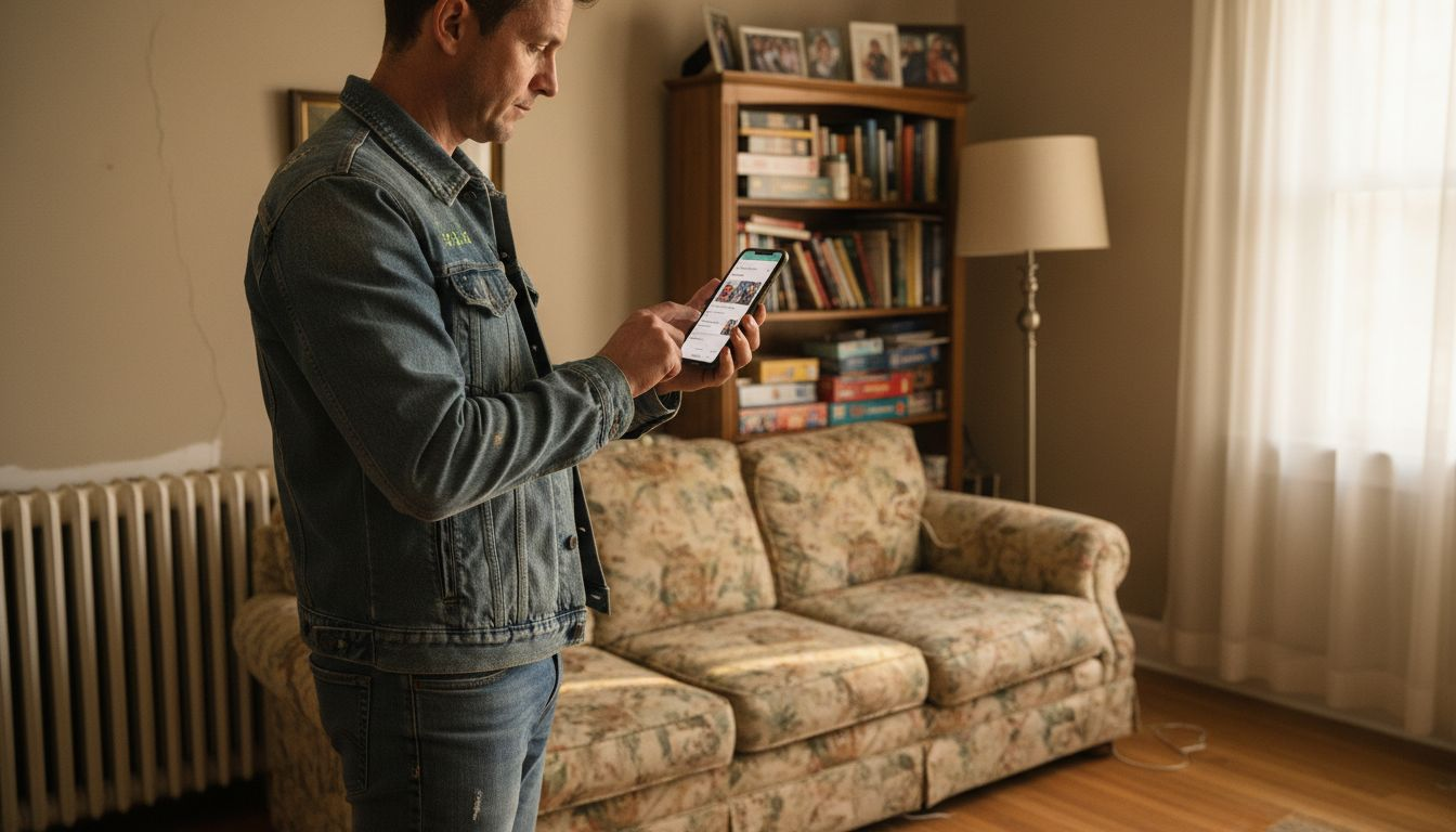 Man checks reviews for home swap verification