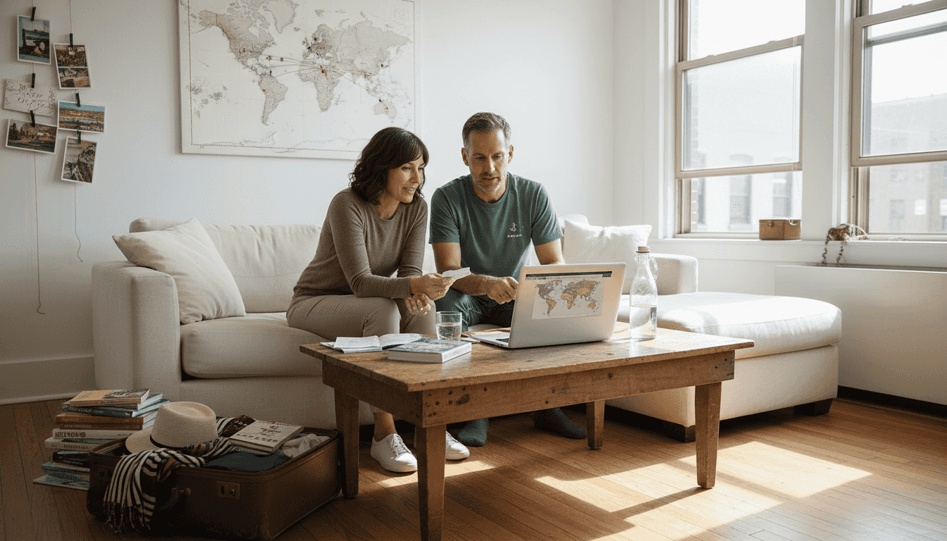 Friends planning home swap trip together