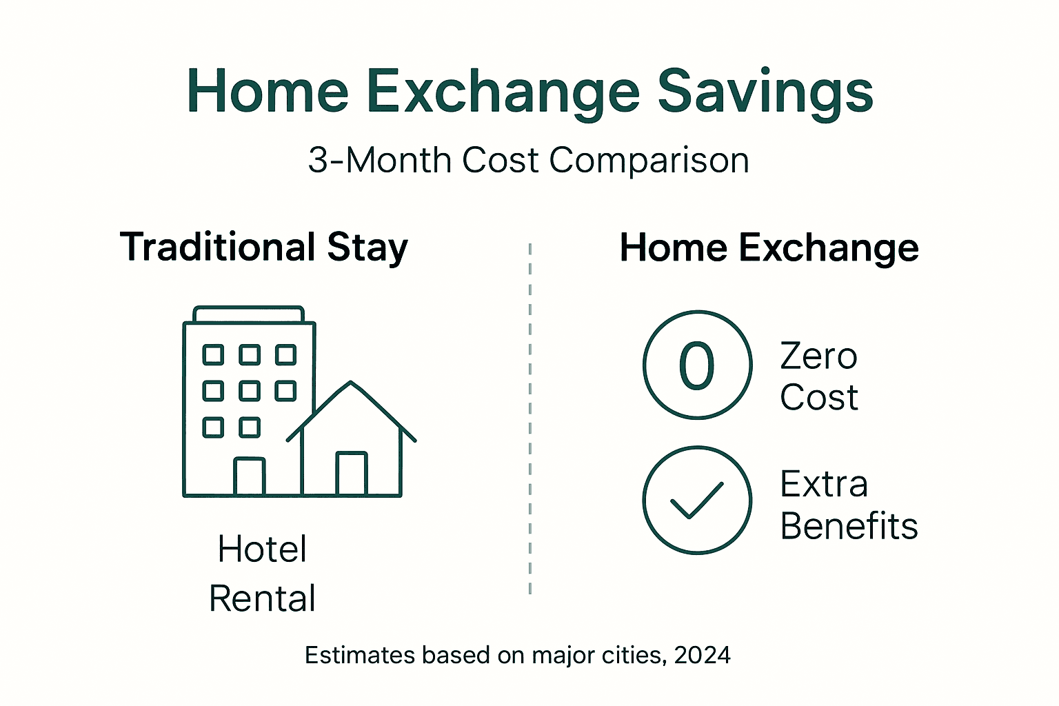 Home exchange versus traditional travel costs infographic