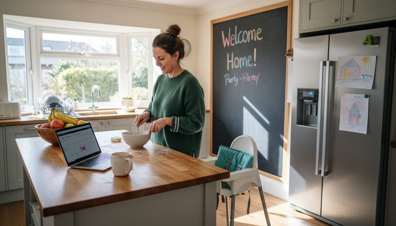 Home exchange kitchen with workspace amenities