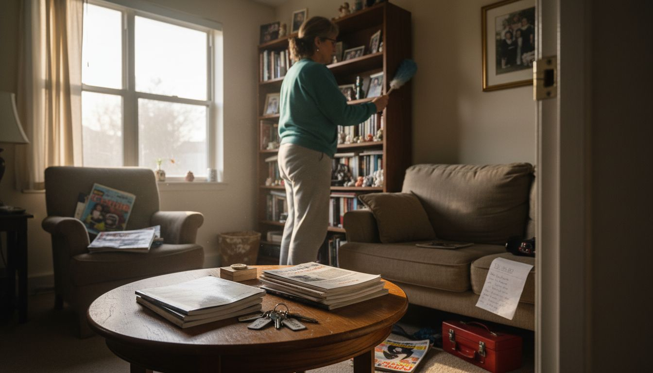Homeowner preparing living room for swap