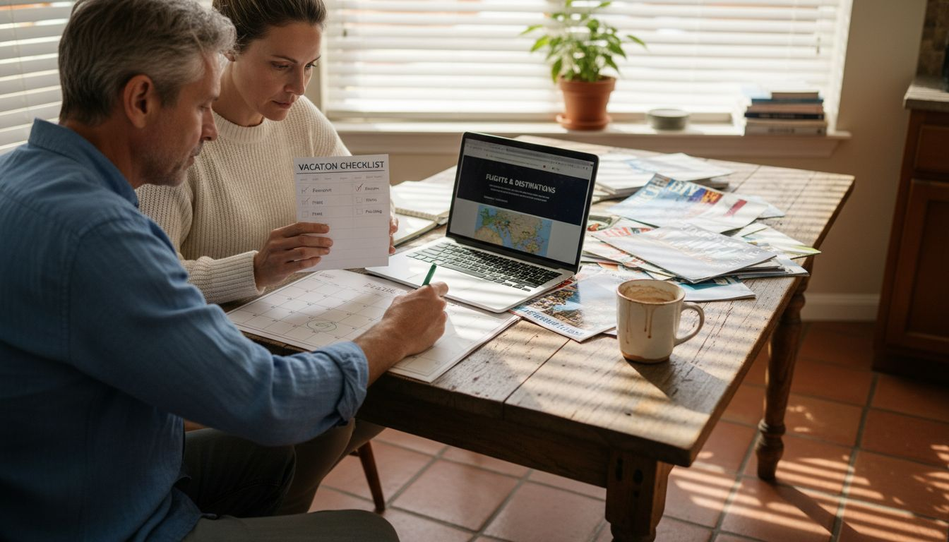 Couple planning home swap travel checklist